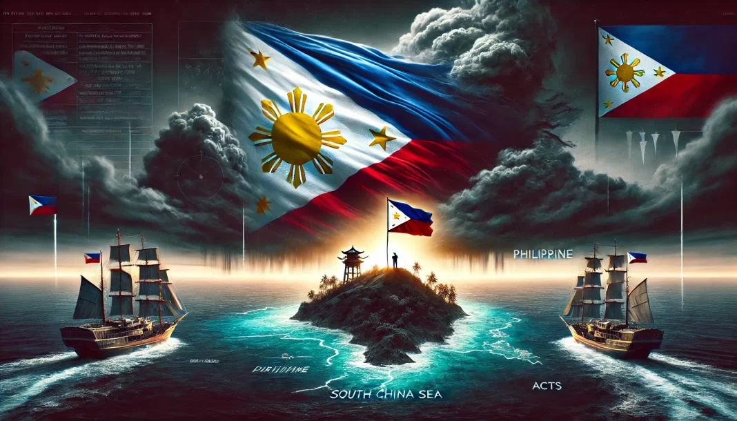 DALL·E 2024-11-10 12.02.32 - A powerful, dramatic illustration showing China symbolically angered by new Philippine maritime laws. Depict a Chinese flag with an intense expression China Furious Over New Philippine Laws: Maritime Sovereignty Sparks Tensions