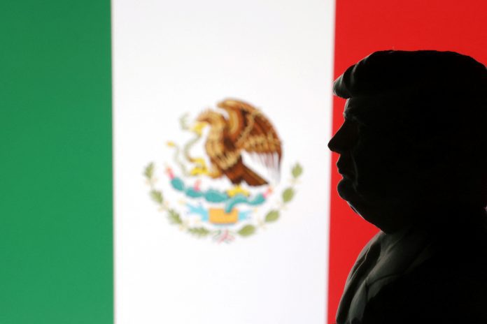 Illustration shows 3D-printed miniature model of U.S. President Donald Trump and Mexico flag Mexico Faces Aggressive US Demand To Extradite Cartel-Connected Politicians
