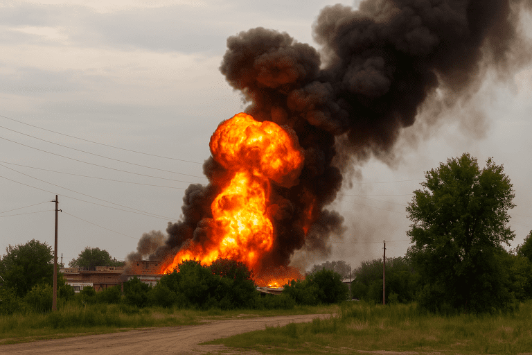 💥 Explosive strike in occupied Melitopol — massive Russian ammo depot wiped out 💥 Explosive strike in occupied Melitopol — massive Russian ammo depot wiped out