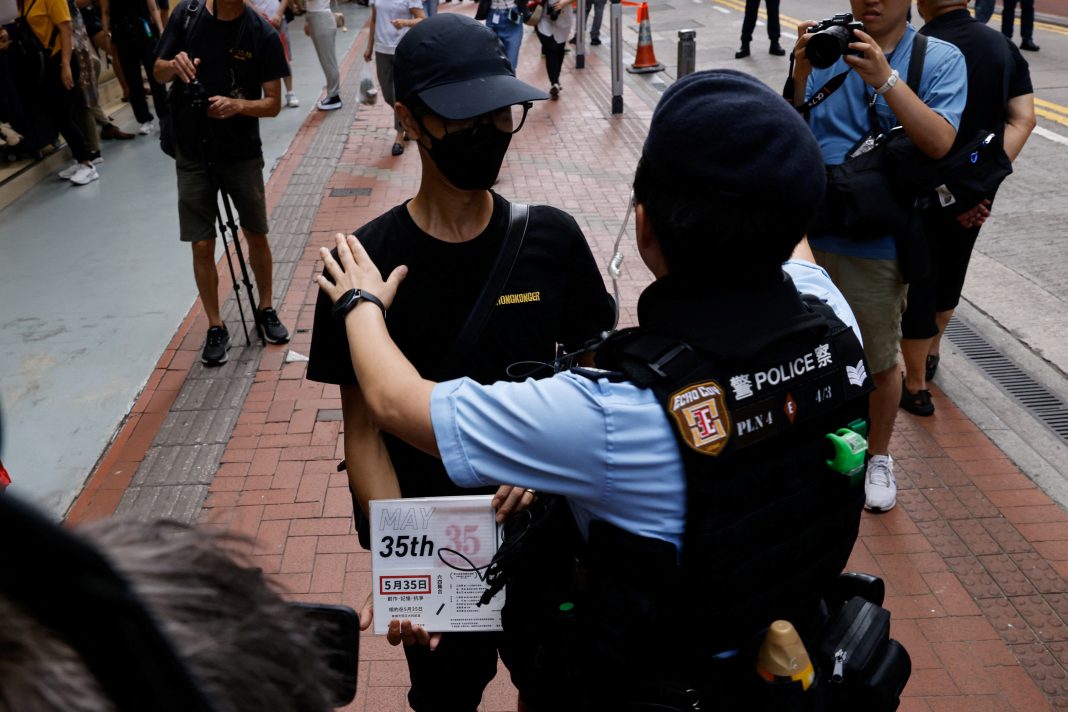 Hong Kong police stage powerful clampdown with armoured vehicle on Tiananmen crackdown anniversary
