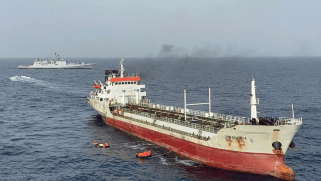Inferno at Sea: INS Tabar Races to Save Oman-Bound Tanker