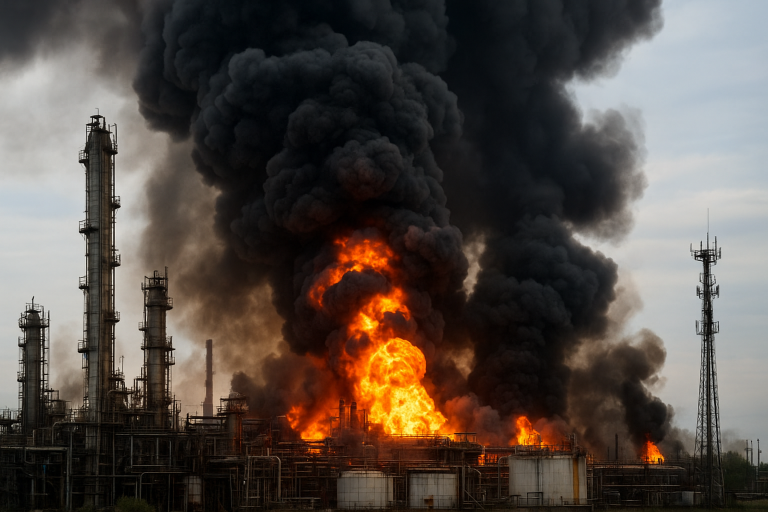 🔥 Explosive Ukranian drone strike ignites massive fire at Saratov oil refinery in Russia 🔥 Explosive Ukranian drone strike ignites massive fire at Saratov oil refinery in Russia