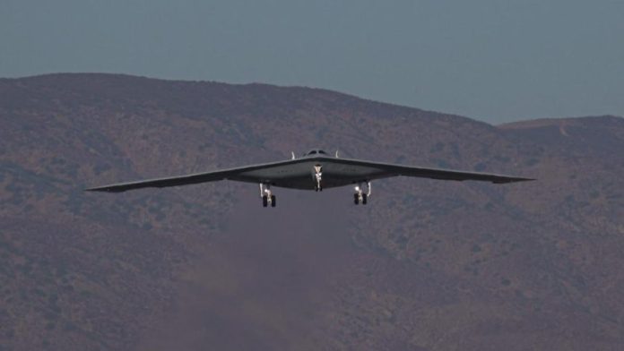 Air Force monitors second B-21 Raider as it completes initial flight at Edwards AFB