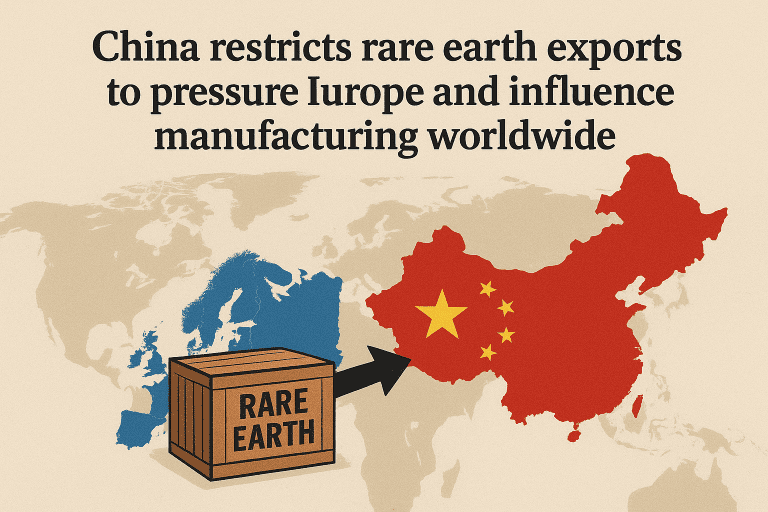 China restricts rare earth exports to pressure Europe and influence manufacturing worldwide
