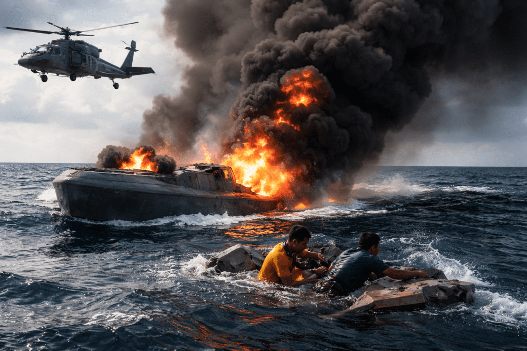 U.S. military strikes semisubmersible carrying drug traffickers and cocaine off South America