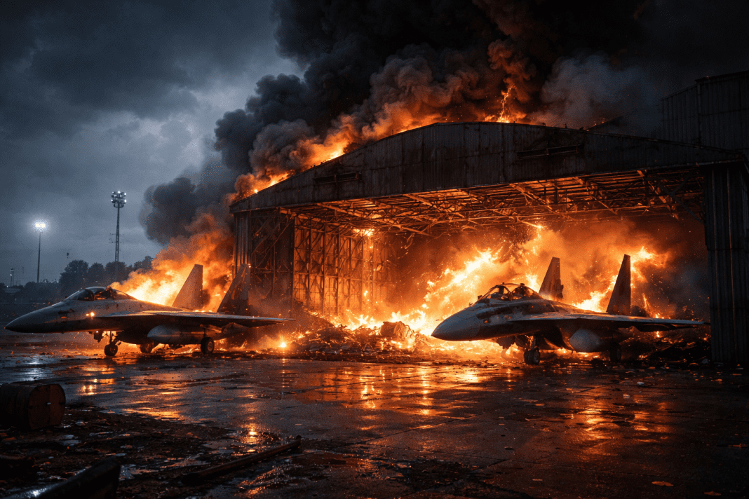 Ukrainian forces ignite Russian Su-30 and Su-27 jets in blazing Lipetsk airfield attack