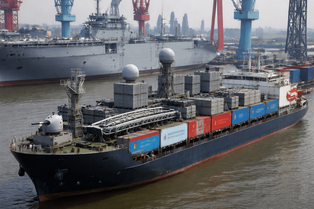 China faces scrutiny after images appear to show cargo ship Zhongda 79 fitted with drones and missiles near Type 076