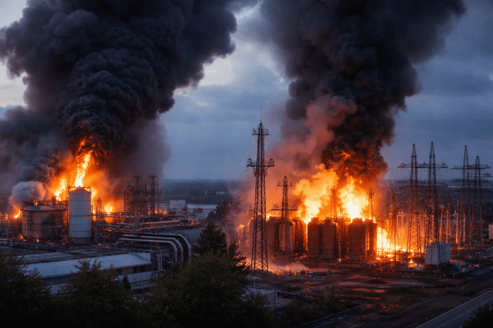 Massive drone activity sparks panic as chemical plant and electrical substation catch fire in Moscow region