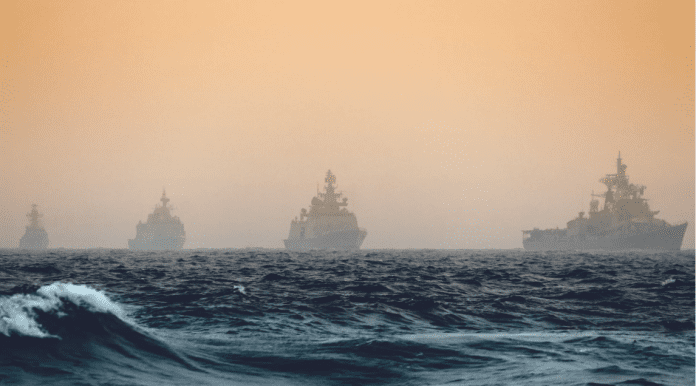 Dutch frigate Dutch frigate HNLMS Evertsen engages drone swarm during naval exercise off Wales