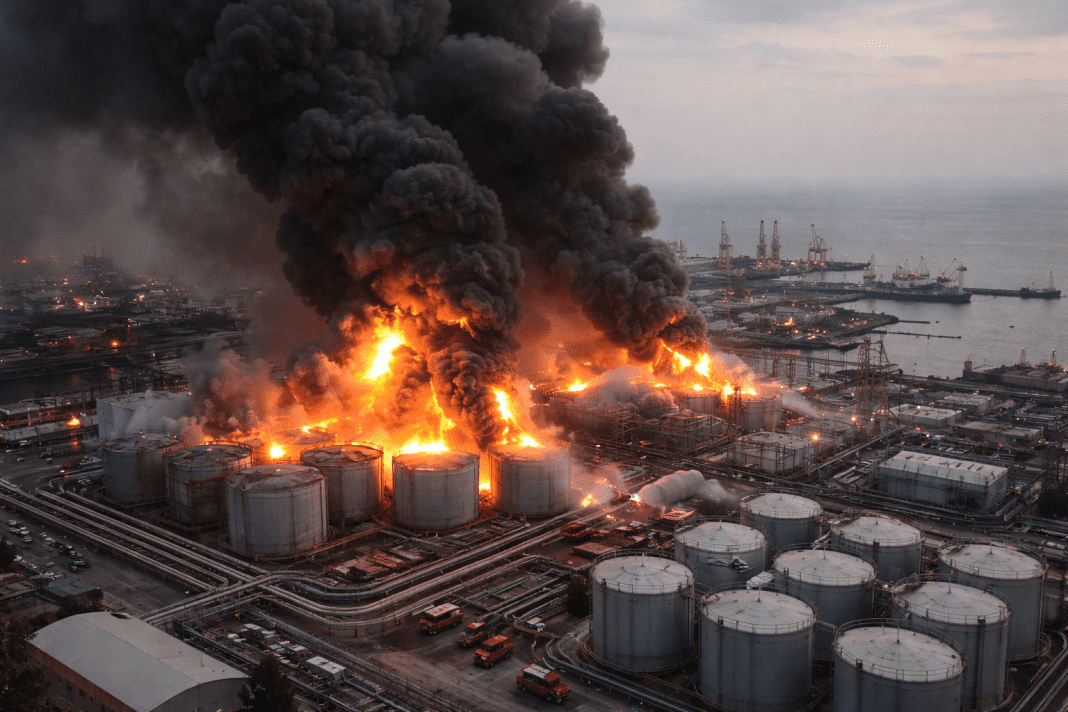 Kyiv reports drone strike hits Black Sea port as emergency crews battle fires