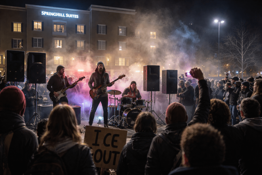 Minneapolis protesters use live music to disrupt ICE agents at local hotels