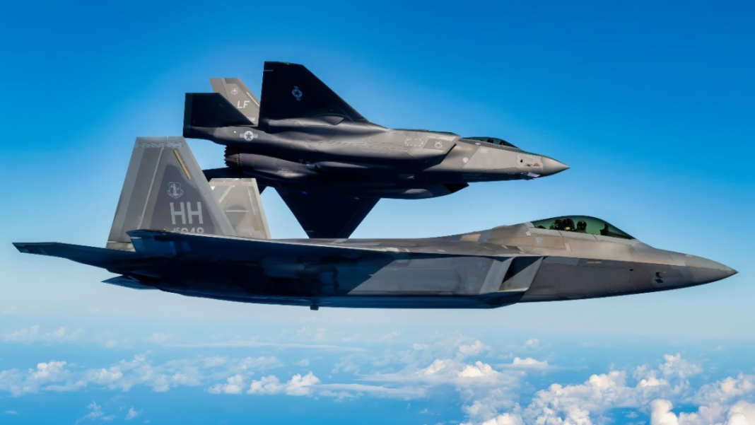 F-22 and F-35 position alongside Israeli F-35I to support coordinated air operations