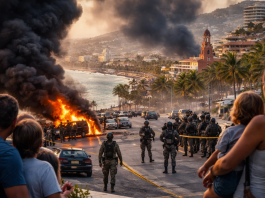 US tourists remain sheltered in Mexico as roadblocks impede access to airports