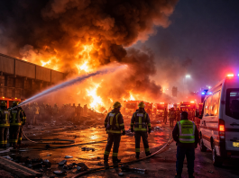 Abu Dhabi industrial zone hit by falling debris after missile interception; 6 injured