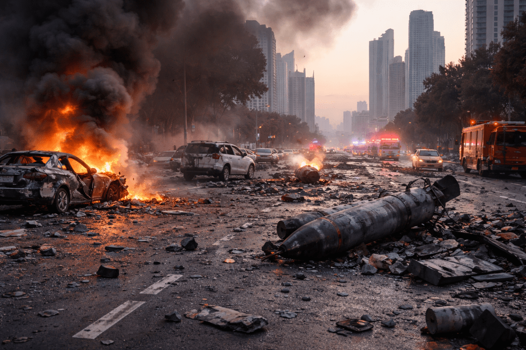 Abu Dhabi Two people killed in Abu Dhabi after intercepted missile debris falls on a busy city road