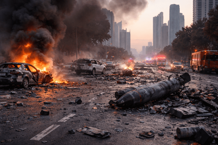 Two people killed in Abu Dhabi after intercepted missile debris falls on a busy city road