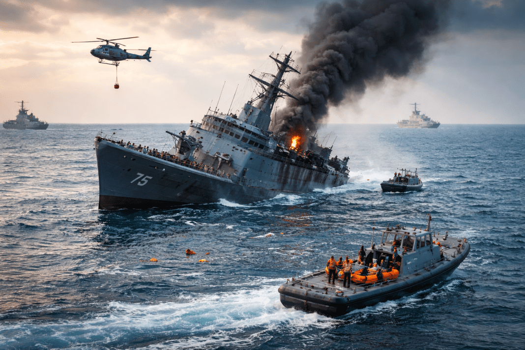 Indian Ocean Sri Lanka conducts rescue operation for Iranian frigate in Indian Ocean amid uncertainty