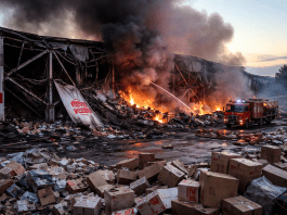 Nova Poshta branch in Lutsk destroyed in large-scale Russian drone strike